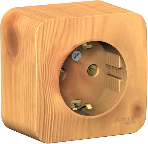 Розетка с заземлением накладная Systeme Electric Blanca 1-м. ясень картинка